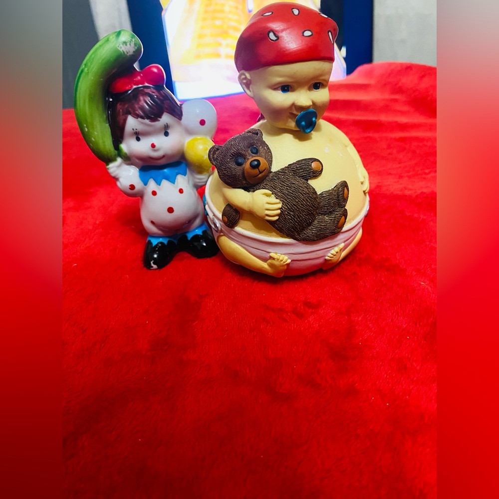 Vintage Adorable Baby and clown Figurine